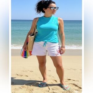 Athleta White Floral Women's swim Athletic Shorts